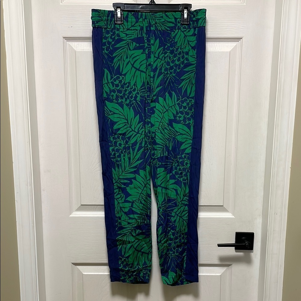 DKNY | Tropical | Silk | Green/Blue | PullOn | Resort | Pant | Size S
